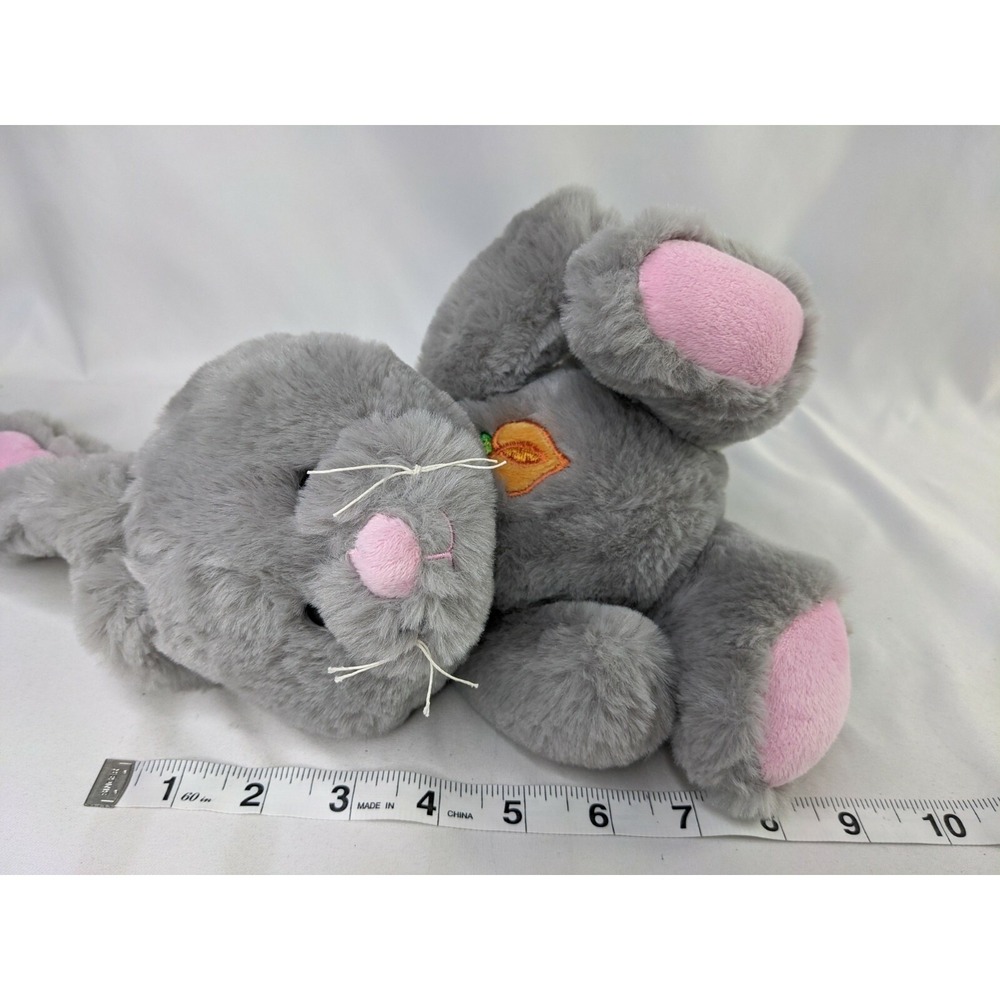 Fiesta Gray Rabbit Plush Bunny 9 Inch Embroidered Carrot Stuffed Animal Toy - Picture 8 of 8